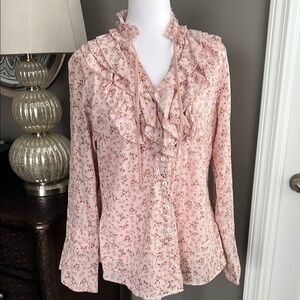 Sundance Cino Floral Ruffle Blouse - Pink